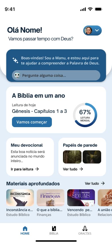 Mockup do app Emanu